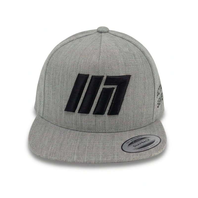 M7 Puffed Logo Heather Gray/ Black Snapback Hat