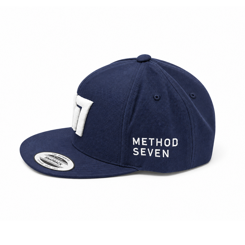 M7 Puffed Logo Navy/ White Snapback Hat