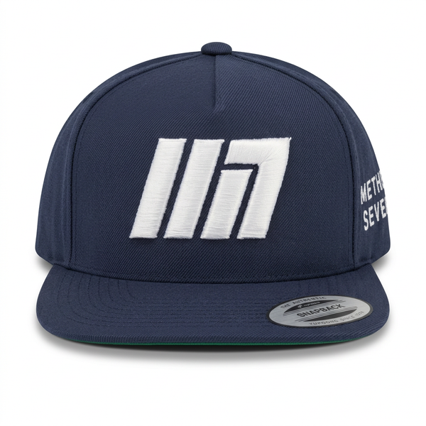 M7 Puffed Logo Navy/ White Snapback Hat