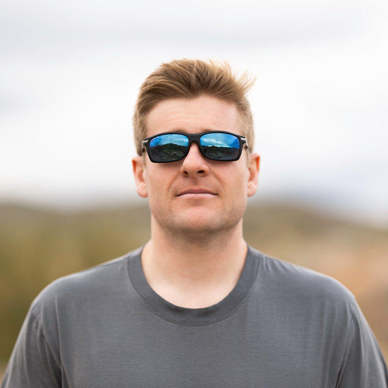 A person wearing Method Seven Pilot Altitude FLT18 sunglasses for pilots. 